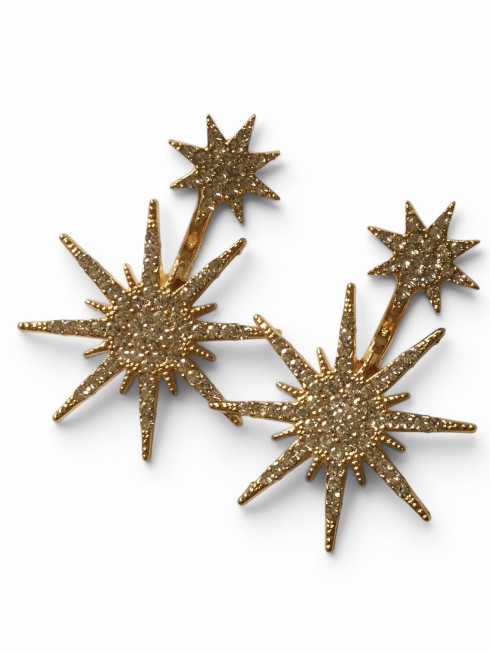 Gold Crystal Starburst Convertible Statement Earrings - Picture 7 of 14